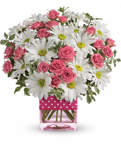 White Daisy and Rose Flower Centerpiece