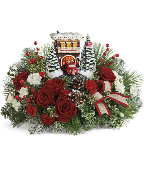 Thomas Kinkade's Festive Fire Station Bouquet